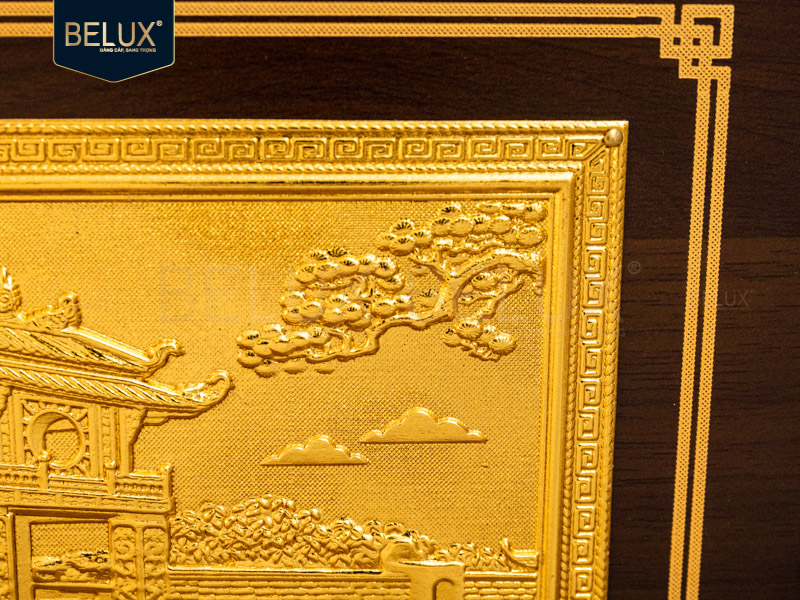 Hộp tranh Khuê Văn Các bằng đồng 22x17cm mạ vàng 24k